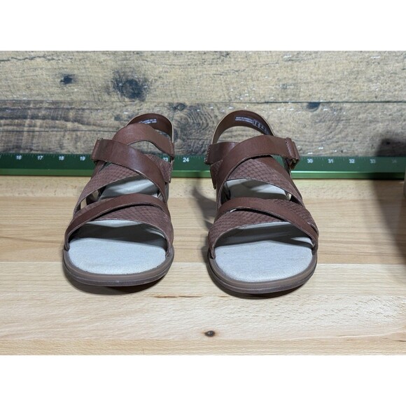 Clarks Woman Declan Mix Sandal Leather Sling Strappy Gladiator 8.5 Mahogany - Picture 10 of 12